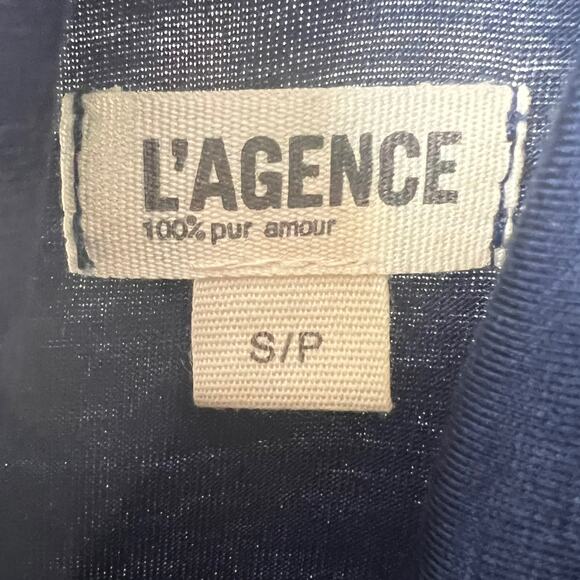 L'agence Damaris Cold Shoulder Turtleneck Top | Small | Blue Holiday Sweater - Picture 2 of 5